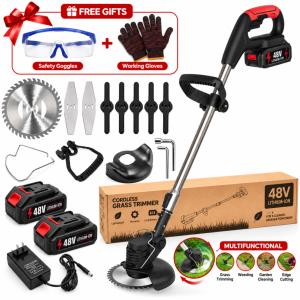 48V Cordless Weed Wacker, 3-in-1 Lawn Edger Grass Trimmer