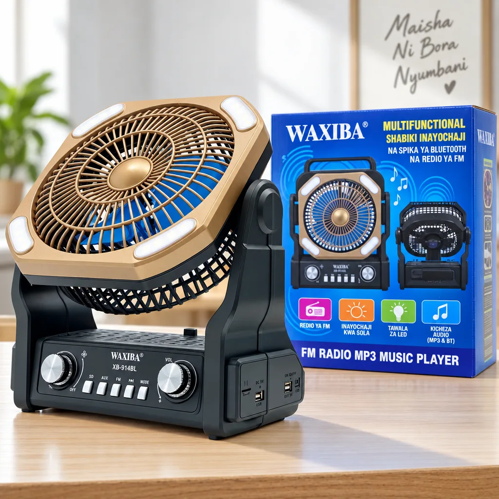 Multifunctional Portable Rechargeable Fan with Bluetooth Speaker and FM Radio