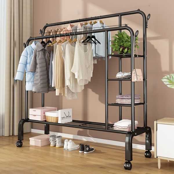 Double Pole Clothes Rack Iron Hanger for Home & Hotel