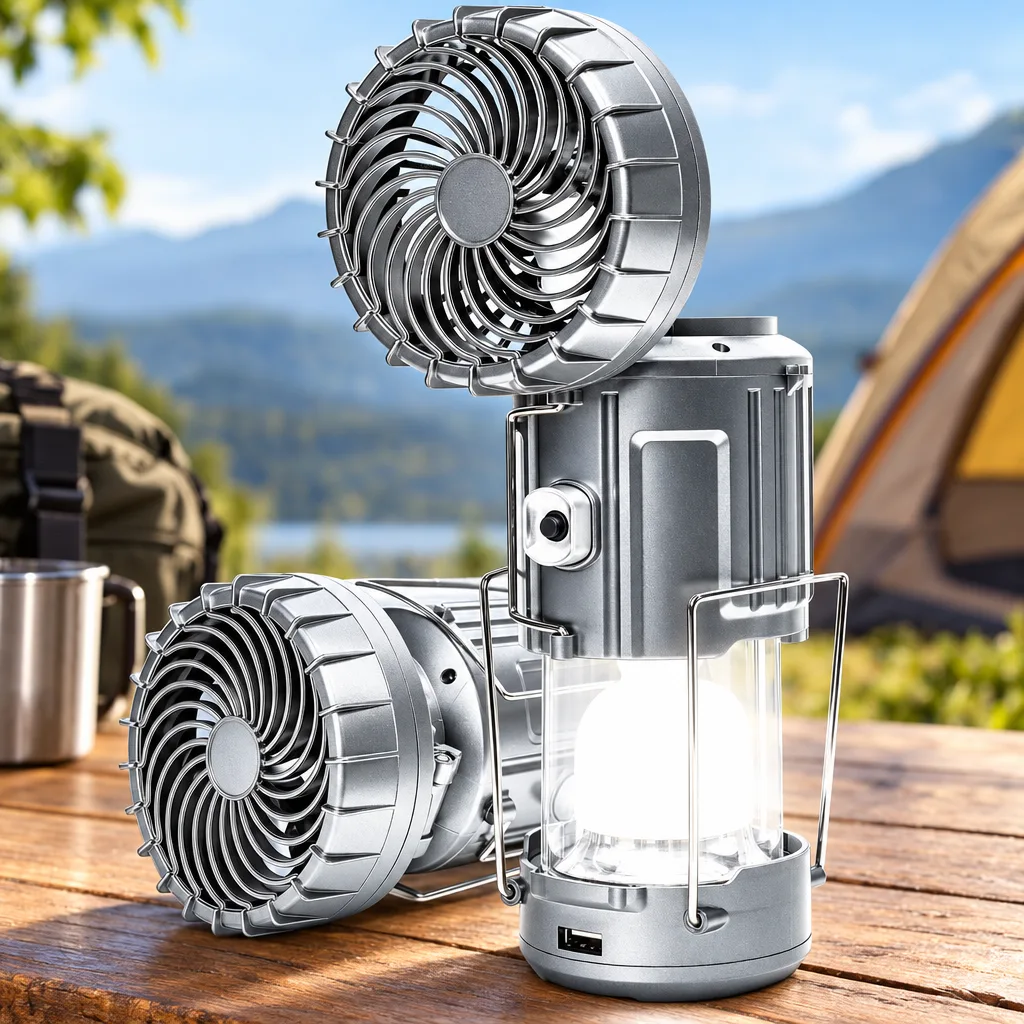 6 in 1 Portable Outdoor LED Camping Lantern With Fansss