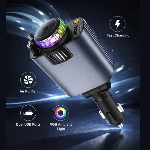5-in-1 Car Phone Charger with Star Projection & Fragrance