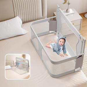 Small Unit Crib with Anti-Pressure Crib Bed Middle Bed Baby Playpen Guard Rail Folding Can Move Baby Crib