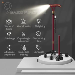 Smart LED Light Walking Cane for Men and Women Telescopic Adjustable Seniors' Stick USB Direct Charge One Cane Three Benefits