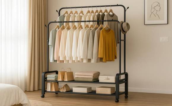 clothes rack,garment rack,clothing rack,double rod rack,hanger stand,wardrobe rack,coat rack